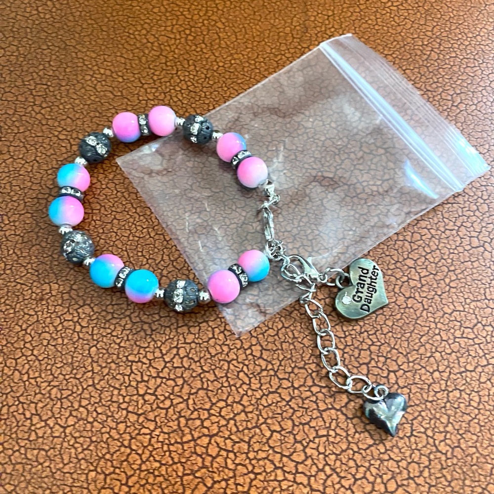 Bracelet Charm Granddaughter Pink Blue Charm 6”+2”. (#8) - Picture 3 of 10